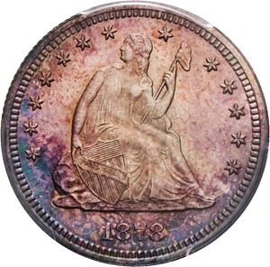 image for: 1878 25c PCGS/CAC MS65 - Colorful Toning - No Reserve!