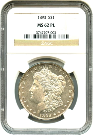 image for: 1893 $1 NGC MS62 PL - Rare in Prooflike