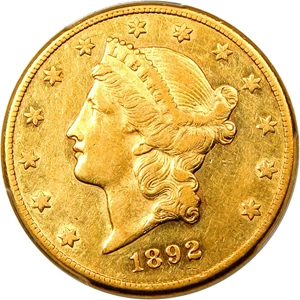 image for: 1892-CC $20 PCGS AU50 - Scarce Carson City Double Eagle