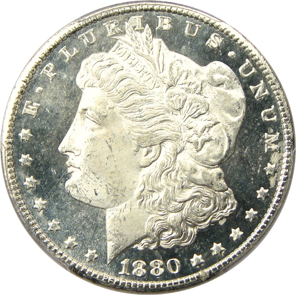 image for: 1880-CC $1 PCGS MS64+ PL (VAM-6, 8/Low 7)