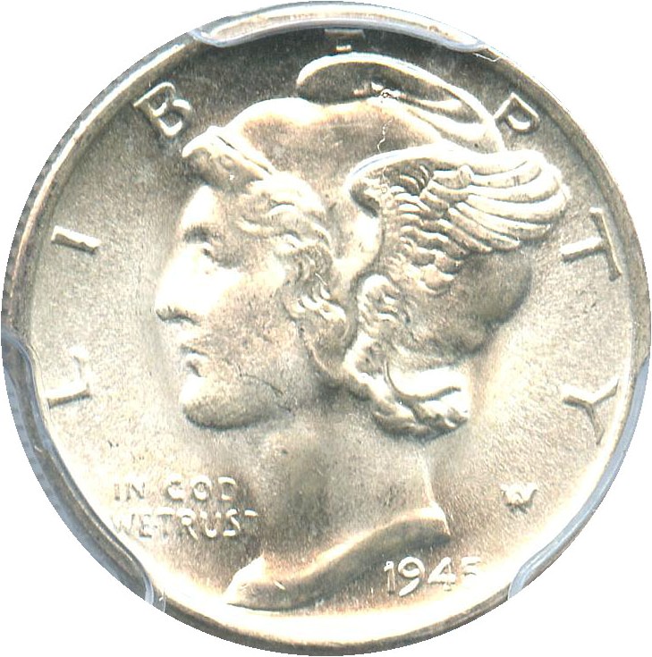 image for: 1945-S 10c PCGS/CAC MS66 FB (Micro S) Scarce Variety - No Reserve!