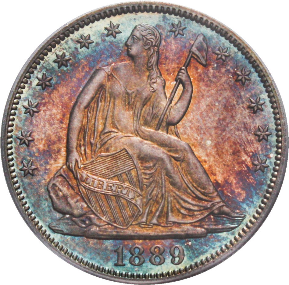 image for: 1889 50c PCGS/CAC Proof 66+ Wonderful Gem Proof with Colorful Toning