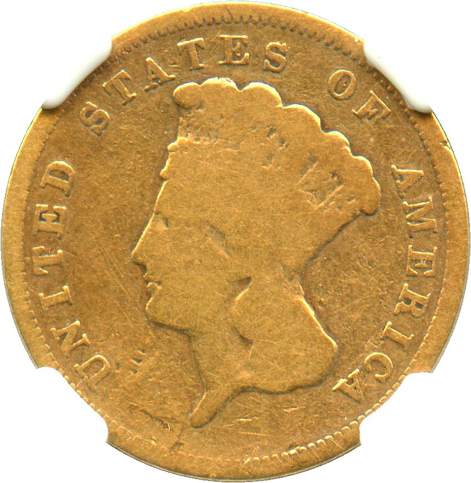 image for: 1857-S $3 NGC Good-4 - Affordable Low Mintage Princess Gold - No Reserve!