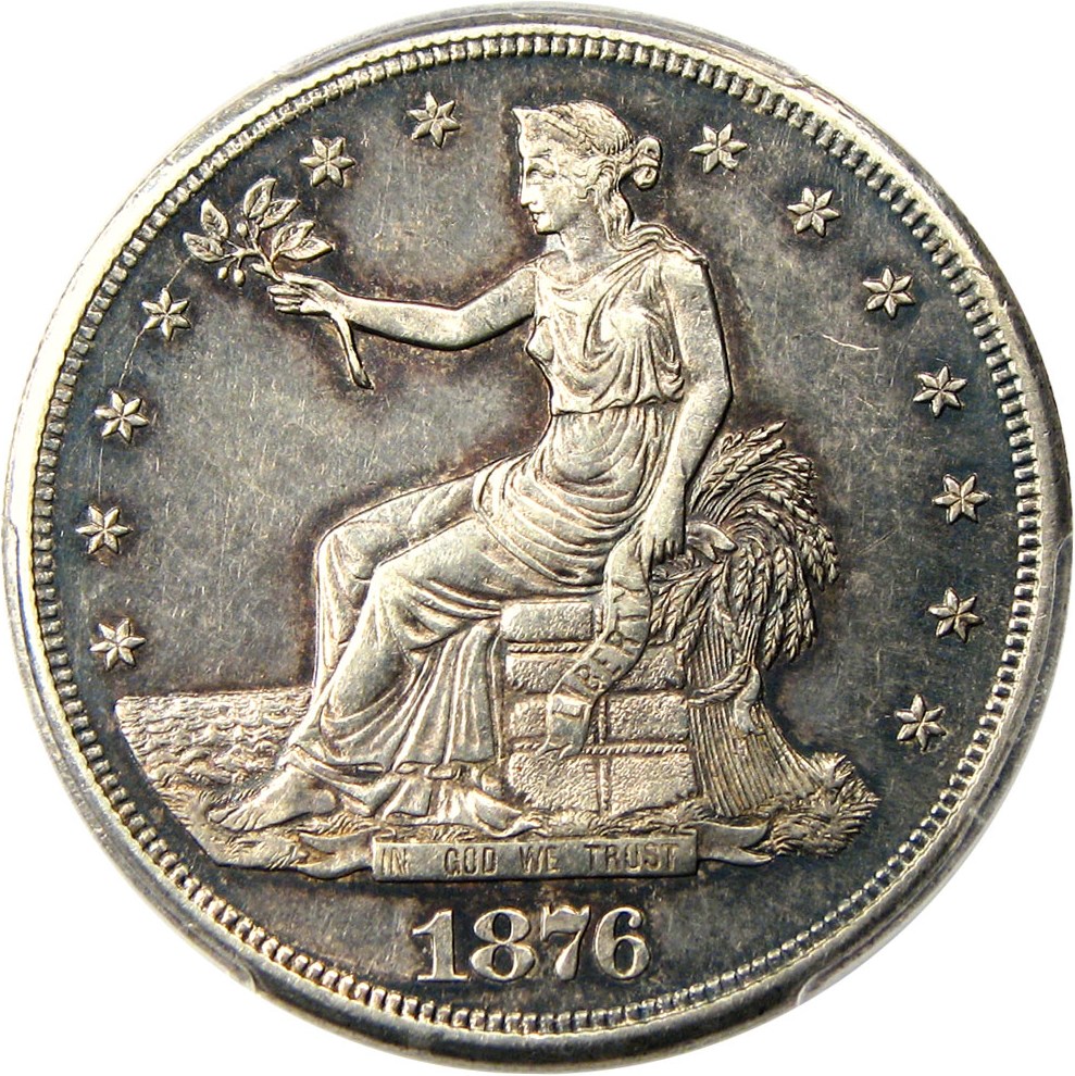 image for: 1876-CC Trade$ PCGS/CAC AU55 - Scarce Trade Dollar from Carson City