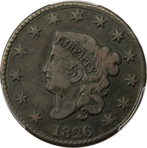 image for: 1826 1c PCGS Genuine VF Details, Damage