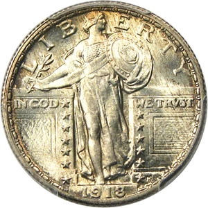 image for: 1918 25c PCGS MS66 FH - Awesome Gem Full Head