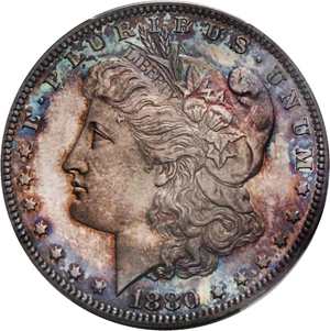 image for: 1880 $1 PCGS/CAC Proof 64 - Colorful Toning