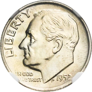 image for: 1952-D 10c NGC MS67 FB