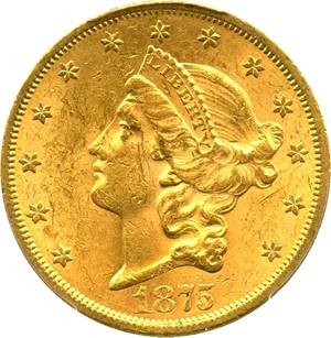 image for: 1875-S $20 PCGS MS60 - No Reserve!