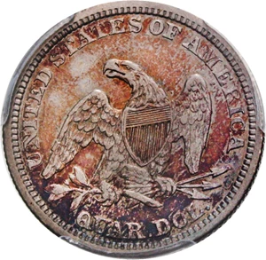 image for: 1863 25c PCGS/CAC VF35 - Colorful Toning, Civil War Year