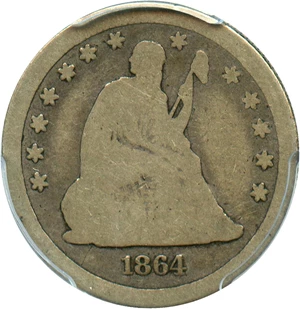 image for: 1864 25c PCGS/CAC Good-4 - Civil War Year
