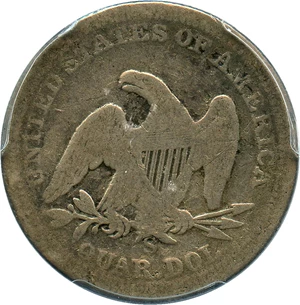 image for: 1855-S 25c PCGS/CAC VG-8 (Arrows) Scarce Date