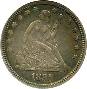 image for: 1885 25c PCGS XF45 - Low Mintage Date