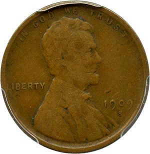 image for: 1909-S/Horiz S Lincoln 1c PCGS VG-10
