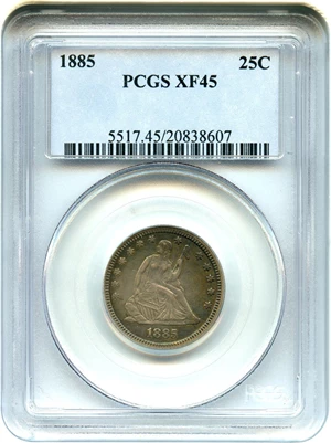image for: 1885 25c PCGS XF45 - Low Mintage Date