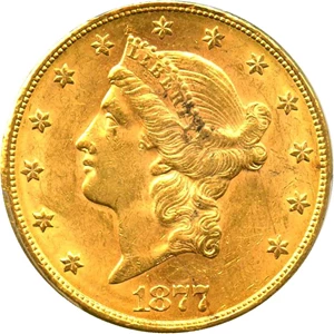 image for: 1877 $20 PCGS AU58 - No Reserve!