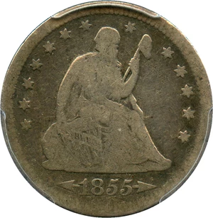 image for: 1855-S 25c PCGS/CAC VG-8 (Arrows) Scarce Date