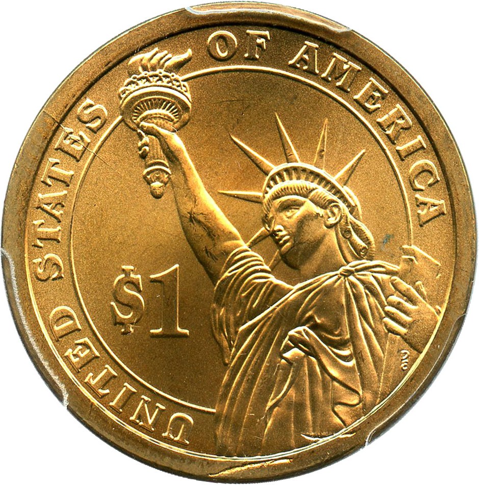 image for: Error: 2008-P John Q. Adams $1 PCGS MS65 (Missing Edge Lettering, Satin Finish)