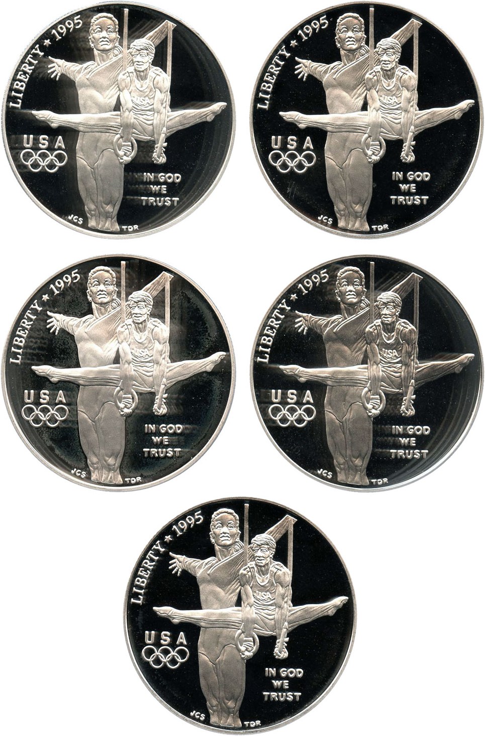 image for: Investor Lot: 1995-P Olympic Gymnastics $1 PCGS Proof 69 DCAM (5 Coins) - No Reserve!