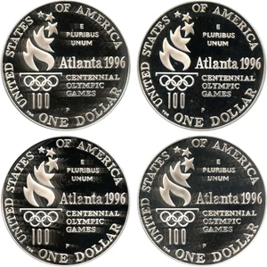image for: Investor Lot: 1996-P Olympic Rowing $1 PCGS Proof 69 DCAM (4 Coins) - No Reserve!