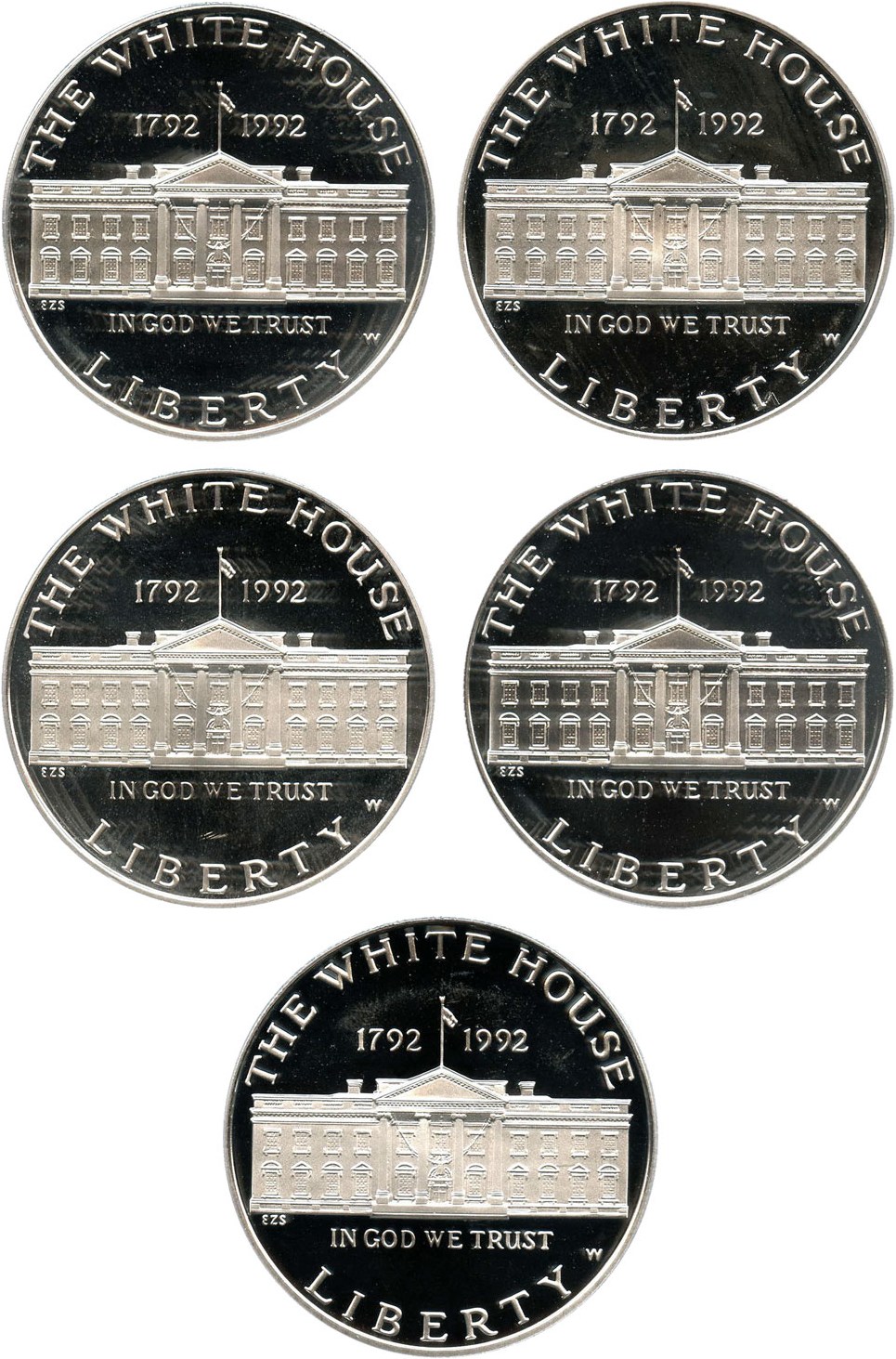 image for: Investor Lot: 1992-W White House $1 PCGS Proof 69 DCAM (5 Coins) - No Reserve!