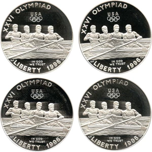 image for: Investor Lot: 1996-P Olympic Rowing $1 PCGS Proof 69 DCAM (4 Coins) - No Reserve!