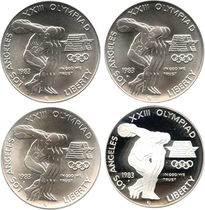 image for: Collector Lot: 1983 Olympic $1 PCGS MS/PR69 DCAM (4 Coins) - No Reserve!
