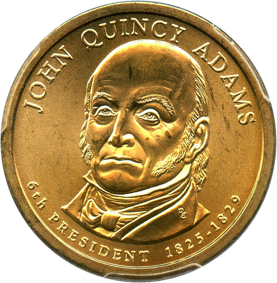 image for: Error: 2008-P John Q. Adams $1 PCGS MS65 (Missing Edge Lettering, Satin Finish)