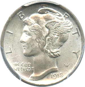 image for: 1918-D 10c PCGS MS64