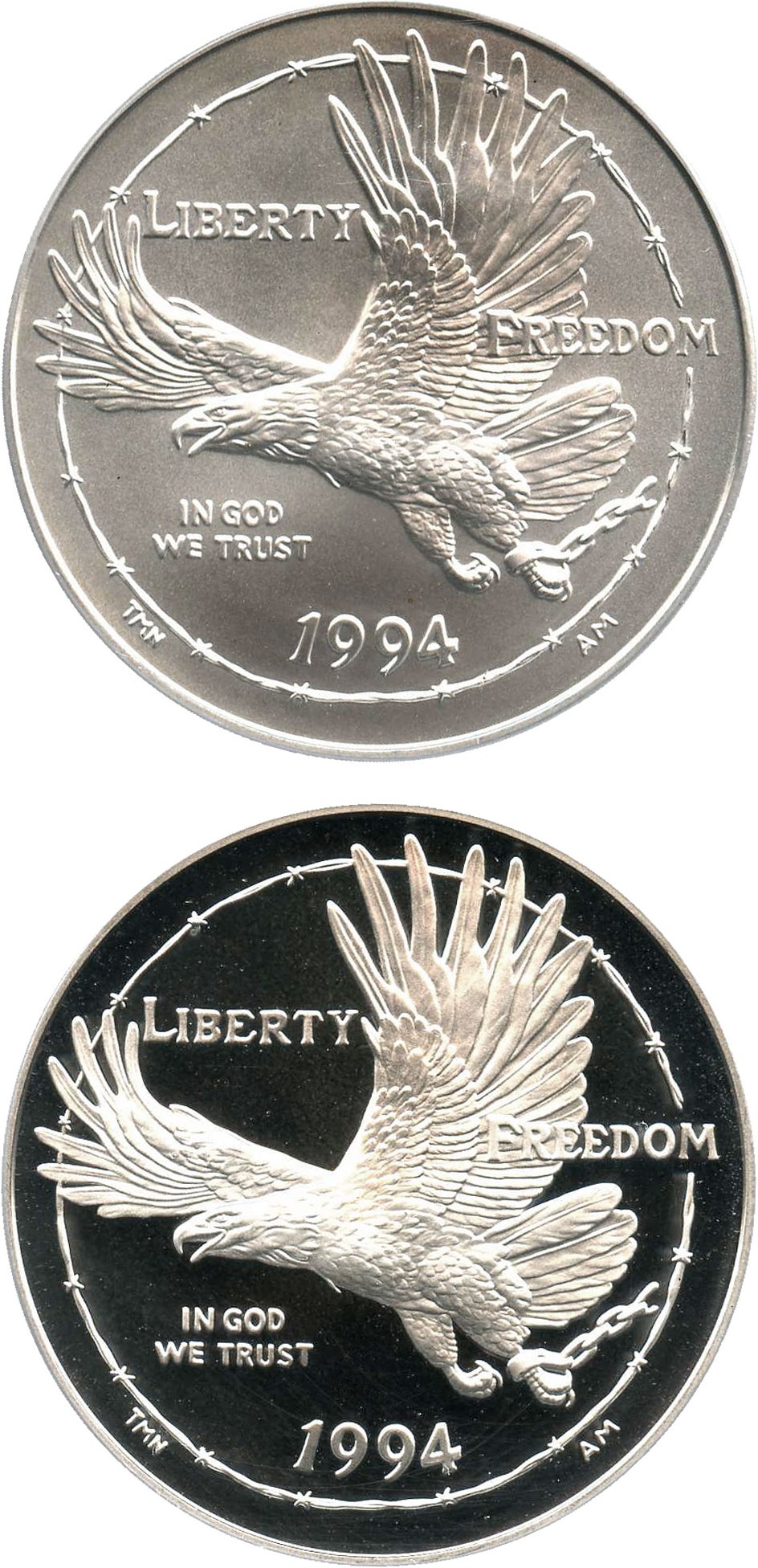 image for: Collector Lot: 1994 Prisoner of War $1 PCGS MS/PR69 DCAM (2 Coins)  - No Reserve