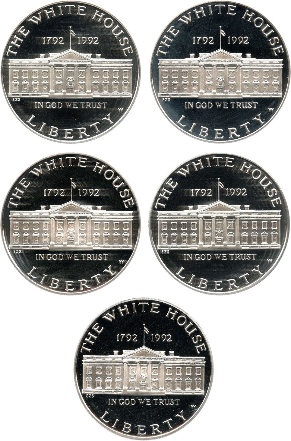 image for: Investor Lot: 1992-W White House $1 PCGS Proof 69 DCAM (5 Coins) - No Reserve!