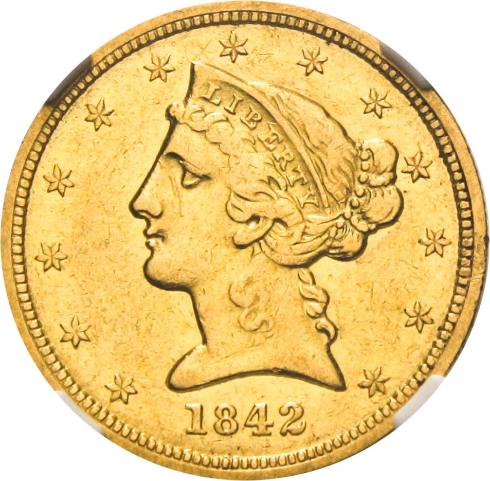 image for: 1842-O $5 NGC XF45 - Rare O-Mint Half Eagle