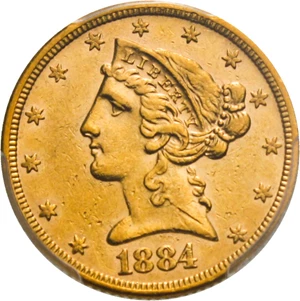 image for: 1884 $5 PCGS AU55
