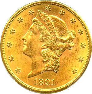 image for: 1891-S $20 PCGS MS63