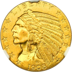image for: 1908 Indian $5 NGC MS66 - Gem Wonder Coin