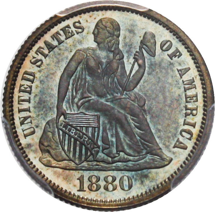 image for: 1880 10c PCGS/CAC Proof 67 - Colorful Toning - No Reserve!