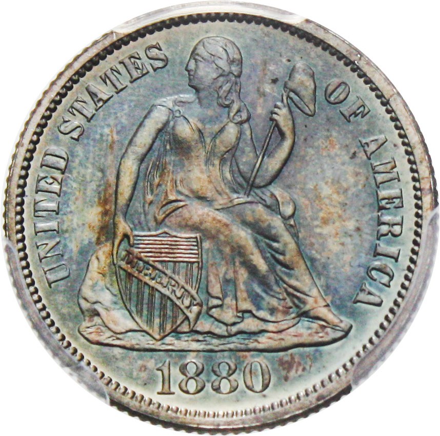 image for: 1880 10c PCGS/CAC Proof 65 - Colorful Toning - No Reserve!