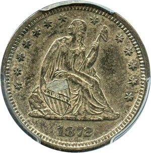 image for: 1872-S 25c PCGS AU55 - Rare Date