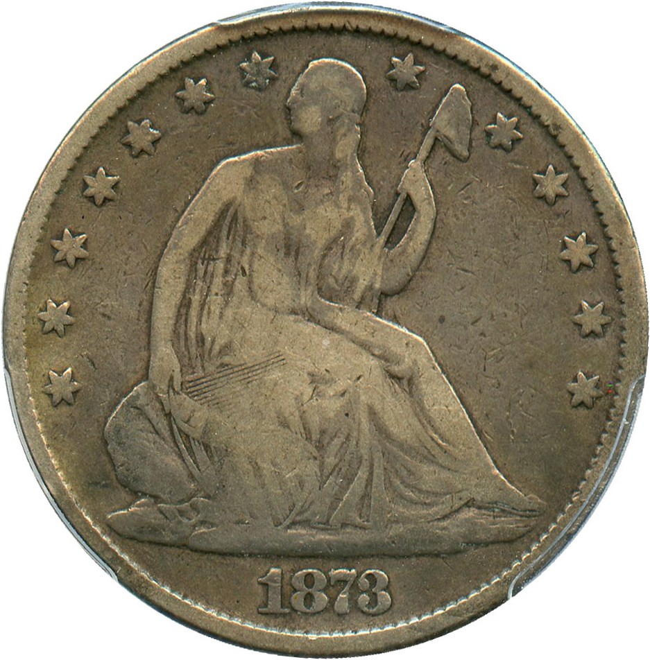 image for: 1873 50c PCGS VG-8 (Closed 3) No Reserve!
