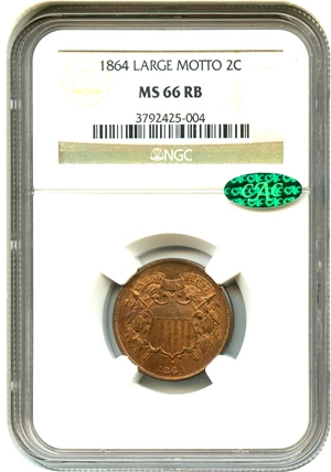 image for: 1864 2c NGC/CAC MS66 RB (Large Motto)