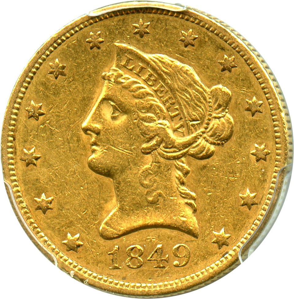image for: 1849 $10 PCGS XF45 - No Reserve!