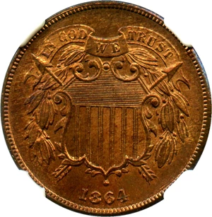 image for: 1864 2c NGC/CAC MS66 RB (Large Motto)