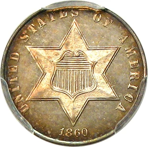 image for: 1860 3cS PCGS/CAC Proof 65 - Low Mintage Trime