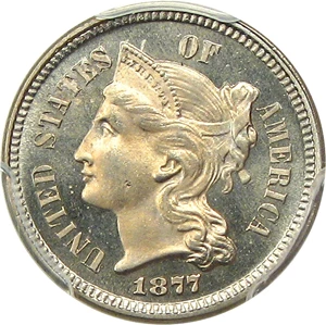 image for: 1877 3cN PCGS/CAC Proof 66 - Scarce Proof-Only Issue