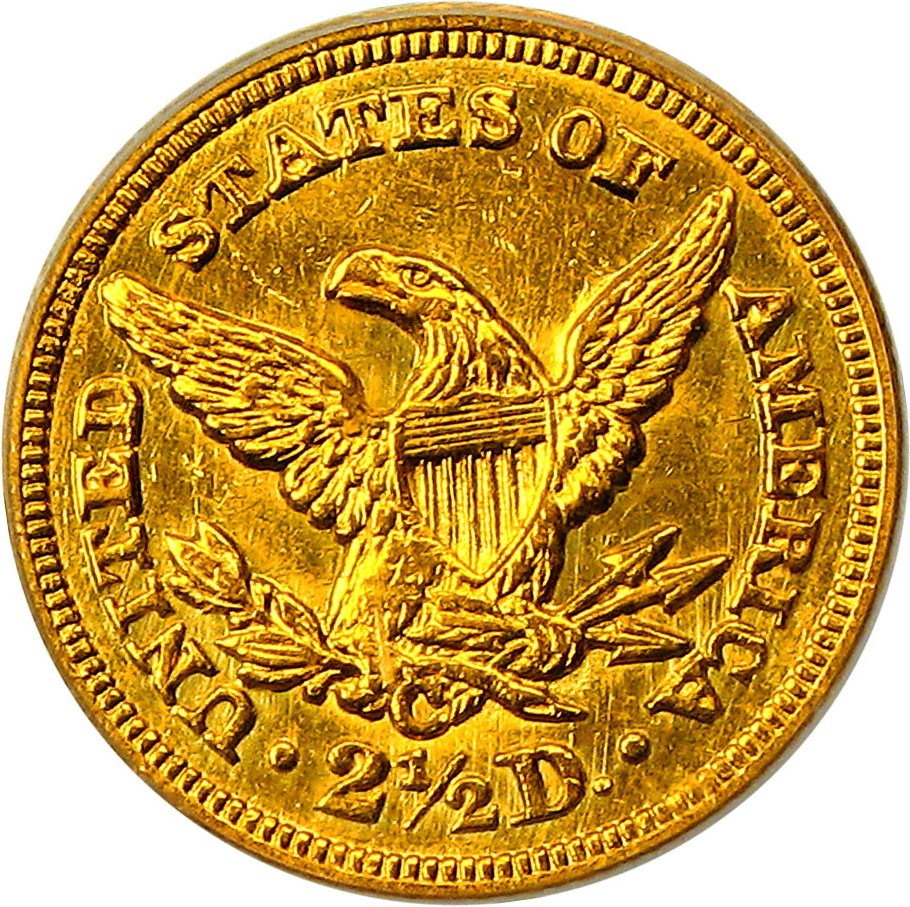 image for: 1849-C $2 1/2 PCGS AU58 - Scarce Charlotte Quarter Eagle