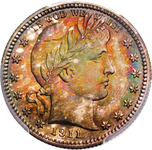 image for: 1911 25c PCGS/CAC Proof 67 - Beautiful Colorful Toning