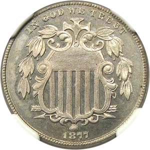 image for: 1877 5c NGC Proof 65 CAM - Scarce Proof-Only Issue