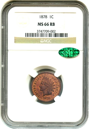 image for: 1878 1c NGC/CAC MS66 RB - Beautiful Gem