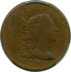 image for: 1795 1c PCGS AU50 (Plain Edge) Desirable Early Large Cent