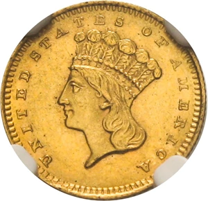 image for: 1860-S G$1 NGC MS61 - Scarce S-Mint Gold Dollar